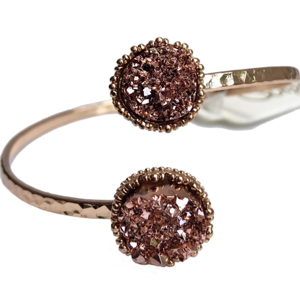 Rose gold faux Druzy gold cuff bracelet - Picture 1 of 5